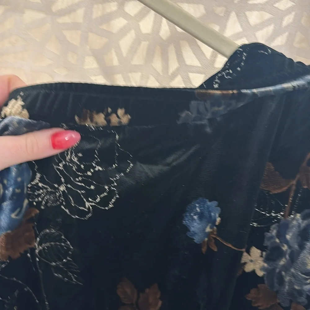 🌙 Vintage Koos Of Course Velvet Floral Maxi Skirt XXL NOS Whimsigoth